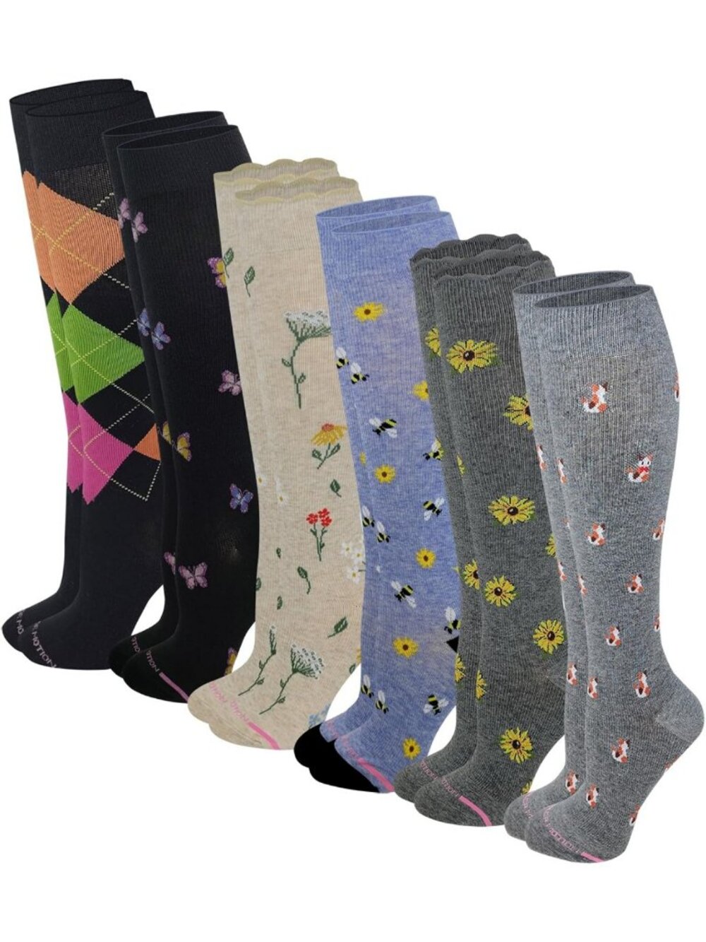 Therapeutic Women's Compression Socks - Graduated Support, 6 Pairs, Relief